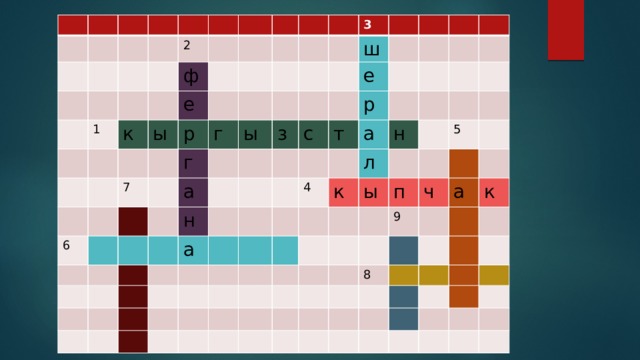 2 1 ф к е ы 6 7 р г г а 3 ы ш з н е а с т р а 4 н л к ы п 5 9 ч а 8 к  