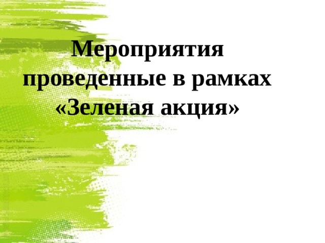 Мероприятия проведенные в рамках «Зеленая акция» 