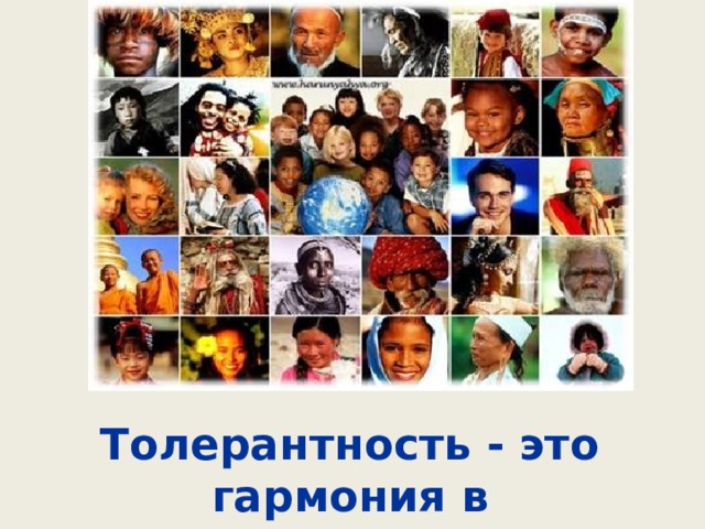 Толерантность - это гармония в многообразии . 