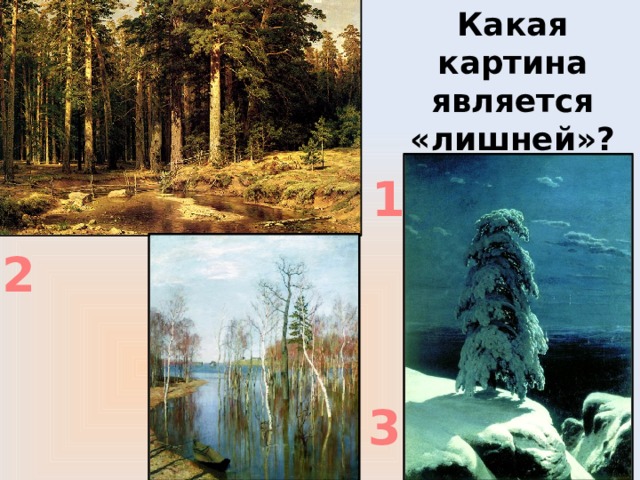 Какая картина является «лишней»? 3 1 2 
