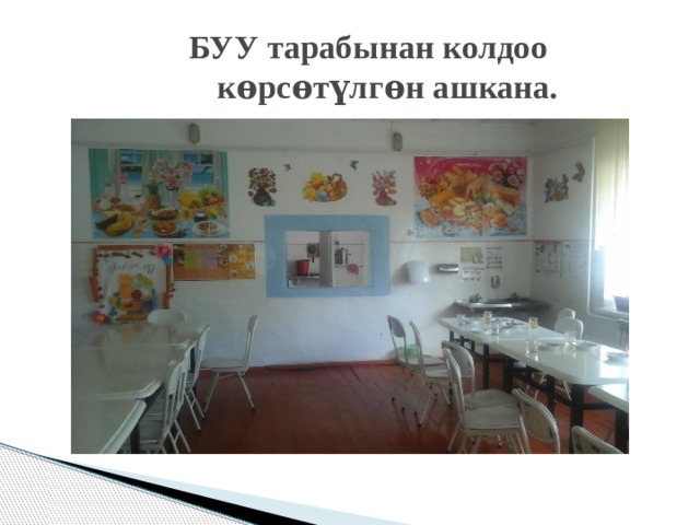  БУУ тарабынан колдоо  кѳрсѳтүлгѳн ашкана. 
