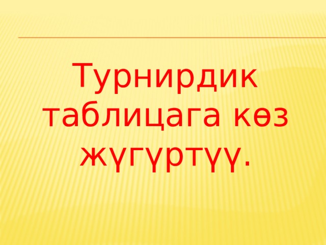 Турнирдик таблицага көз жүгүртүү. 