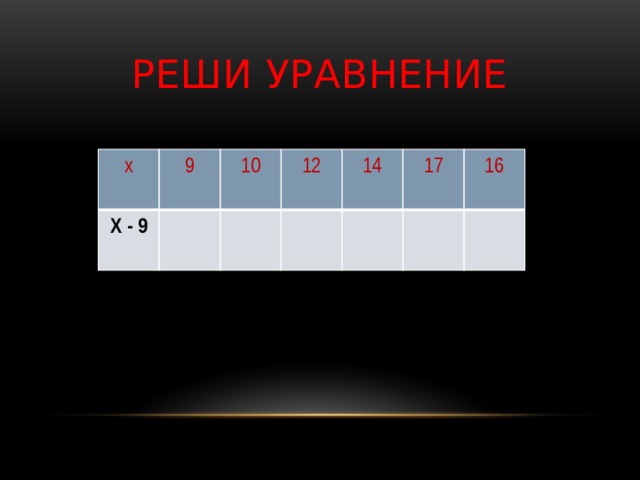 Реши уравнение х 9 Х - 9 10 12 14 17 16 