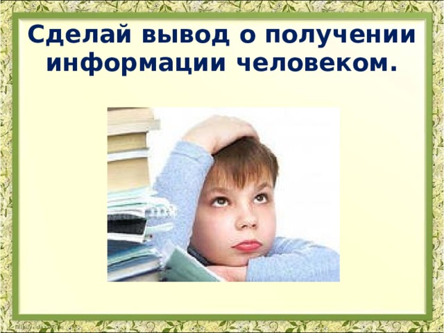 Сделай вывод о получении информации человеком.