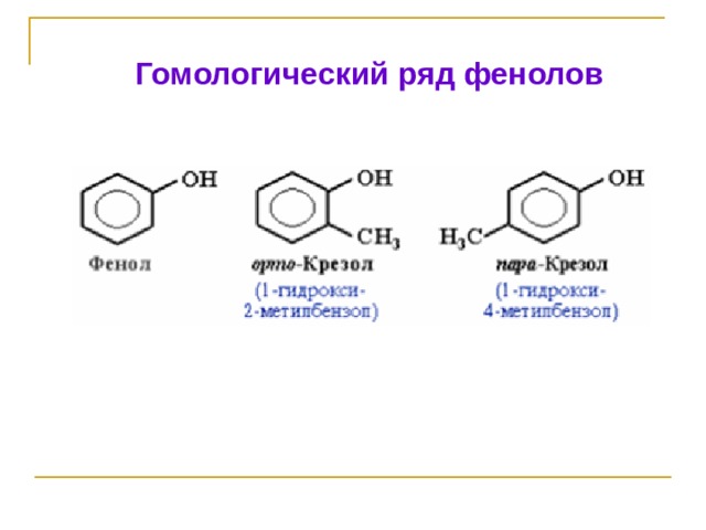 Гомологический ряд фенолов 
