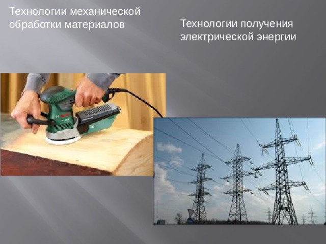 Технологии механической обработки материалов Технологии получения электрической энергии 