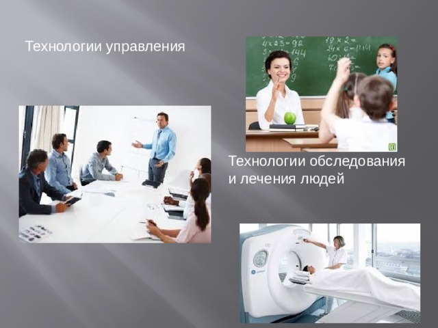 Педагогические технологии Технологии управления Технологии обследования и лечения людей 