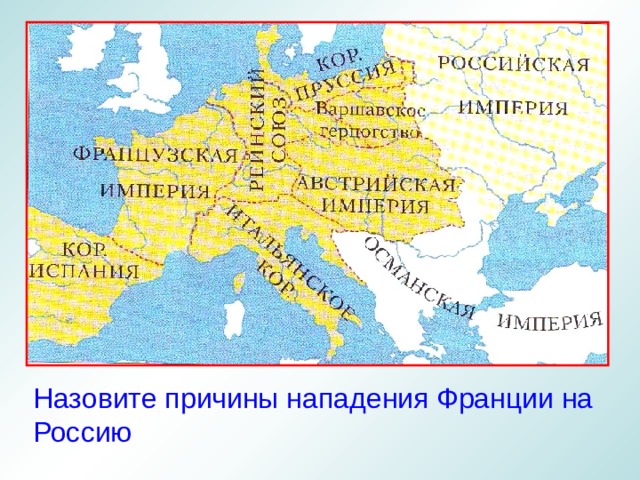 Назовите причины нападения Франции на Россию 