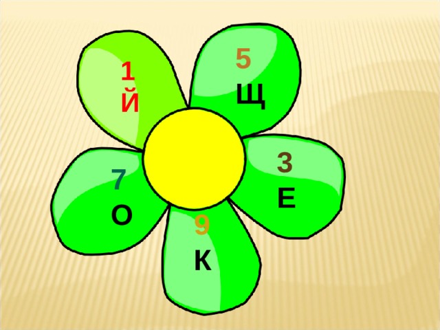 5 Щ 1 Й 3 Е 7 О 9 К 3 
