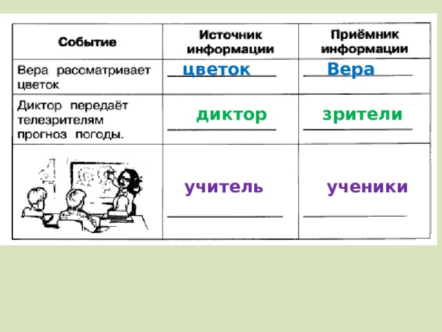 цветок Вера диктор зрители учитель ученики 