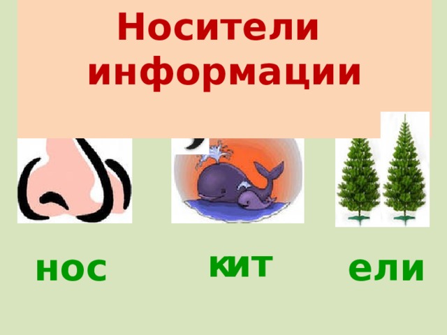Носители информации  Отгадай ребус и узнай тему урока , ит к нос ели 