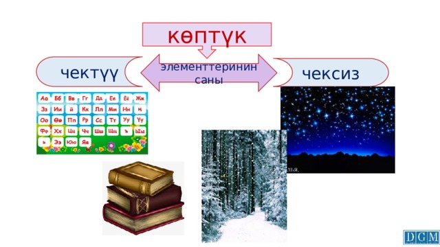 көптүк элементтеринин саны чектүү чексиз 