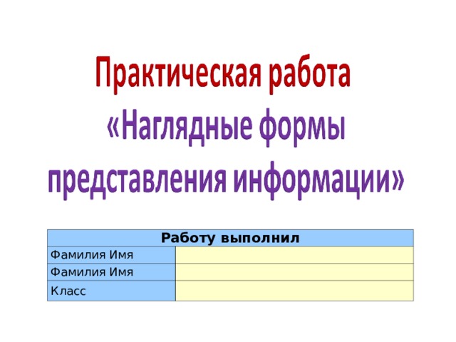 Работу выполнил Фамилия Имя Фамилия Имя Класс 