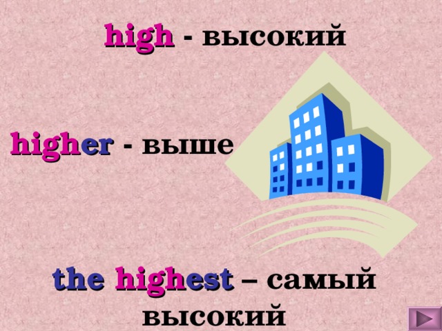 Define Higher The Comparative and Superlative forms of Adjectives