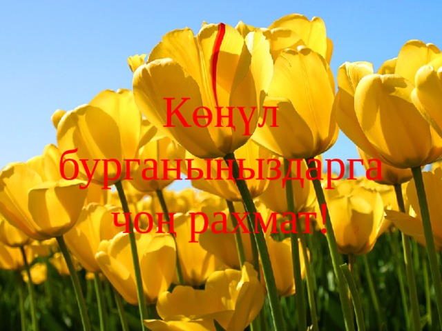 Көңүл  бурганыңыздарга чоң рахмат! 