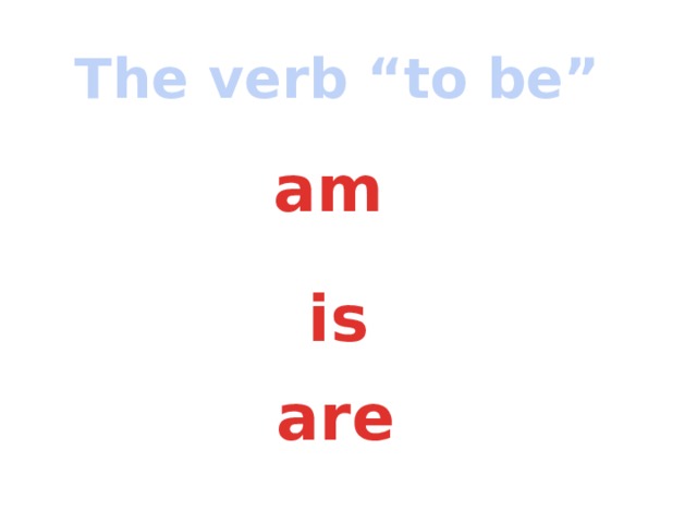 The verb “to be” am is are 