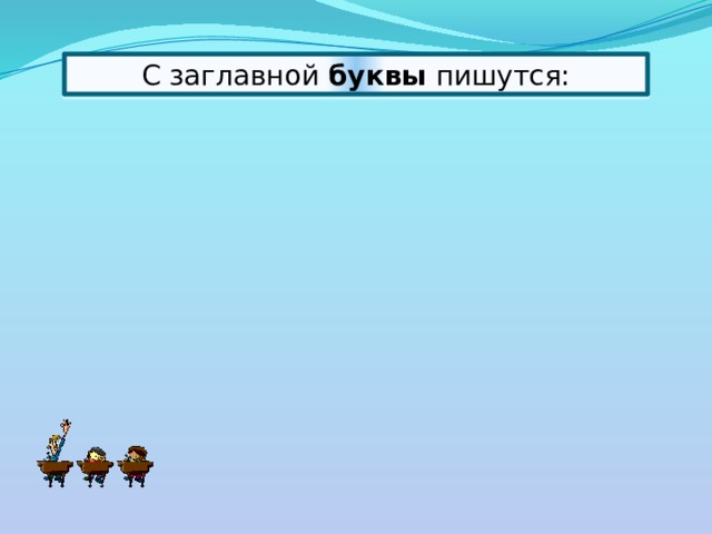 С заглавной буквы пишутся: 