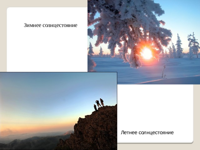 Зимнее солнцестояние Летнее солнцестояние 