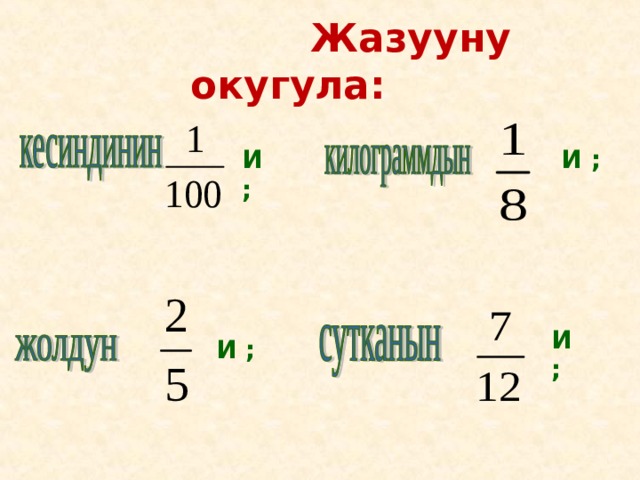  Жазууну окугула: И ; И ;  И ;  И ;  