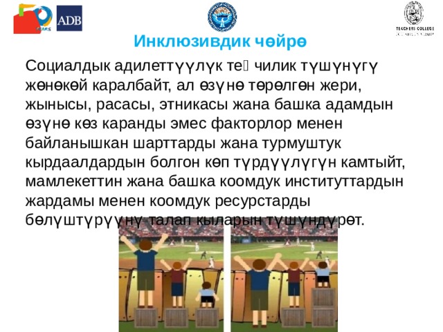 Укук суроолору Эркек үчүн дагы, аял үчүн дагы карьераны жана жашоо образын тандоо үчүн, ошондой эле инсандык жана кесипкөлүк өсүү үчүн теӊ укуктар жана мүмкүнчүлүктөр камсыз кылынышы керек. ЖАШЫРЫЛГАН КУРРИКУЛУМ (СТАНДАРТ) (ПЛАН ЖАНА ПРОГРАММА) Жыныстык жана үй-бүлөлүк ролдорго мамиле эмнеден көз каранды? 