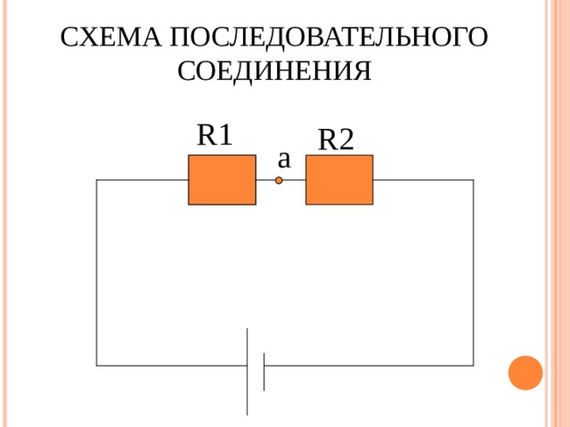 СХЕМА ПОСЛЕДОВАТЕЛЬНОГО СОЕДИНЕНИЯ R1 R2 a 