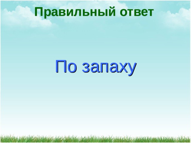 Правильный ответ По запаху 