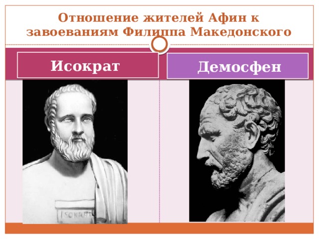 Отношение жителей Афин к завоеваниям Филиппа Македонского Исократ  Демосфен 