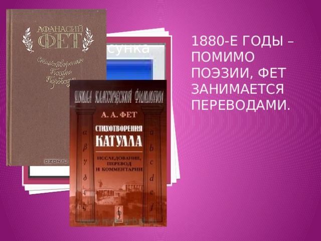 Вставка рисунка 1880-е годы – помимо поэзии, Фет занимается переводами. 