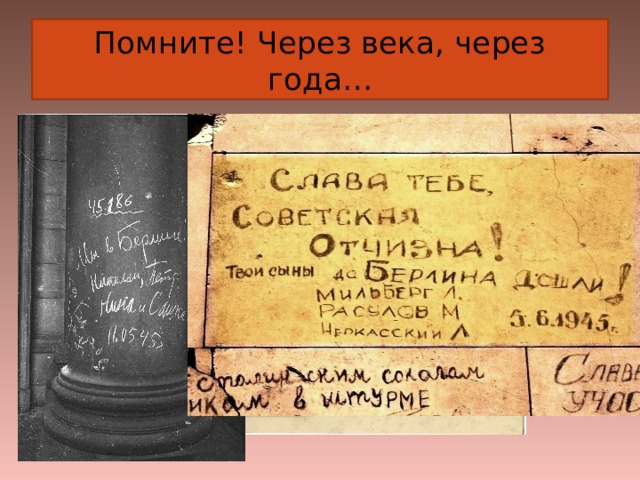 Помните! Через века, через года… 