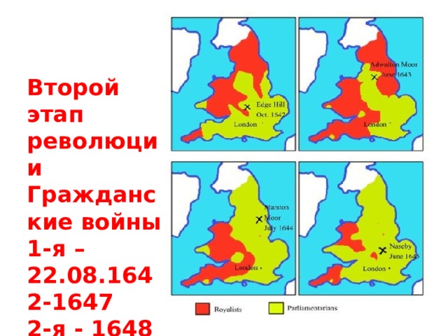   Второй этап революции  Гражданские войны  1-я – 22.08.1642-1647  2-я - 1648 