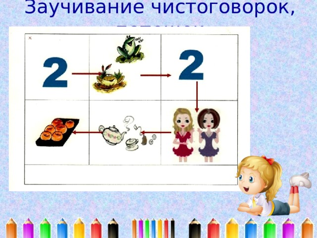 Заучивание чистоговорок, потешек 