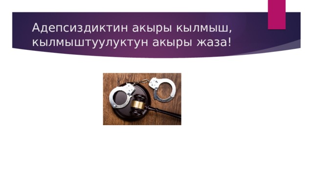 Адепсиздиктин акыры кылмыш, кылмыштуулуктун акыры жаза! 