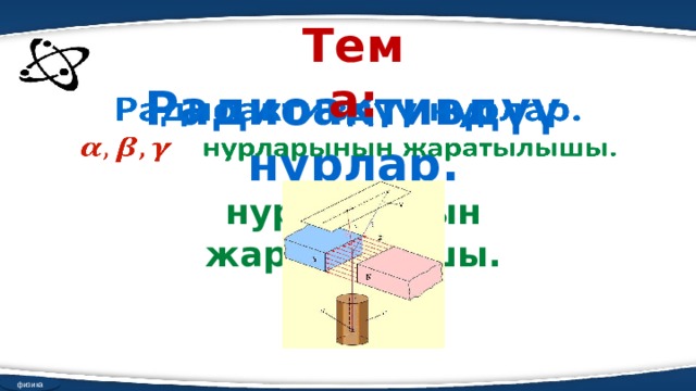 Тема: Радиоактивдүү нурлар.   нурларынын жаратылышы. физика 