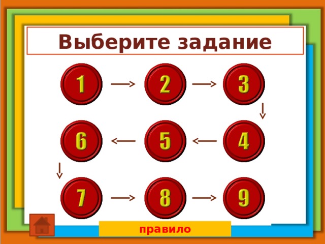 Выберите задание правило 