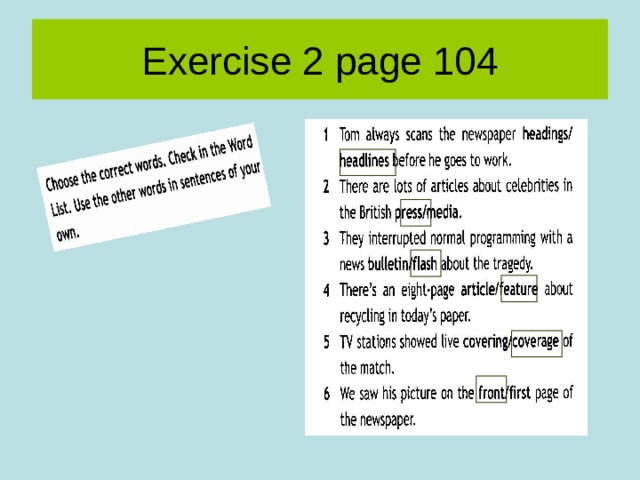 Exercise 2 page 104 
