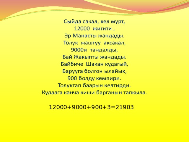 12000+9000+900+3=21903 