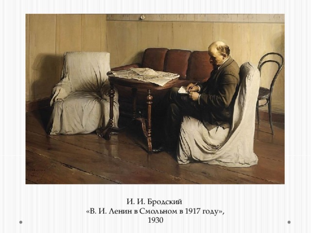 И. И. Бродский «В. И. Ленин в Смольном в 1917 году», 1930 