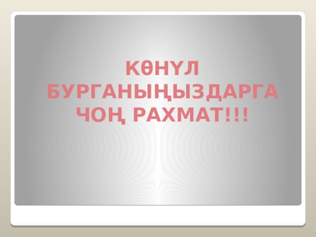 КθНҮЛ БУРГАНЫҢЫЗДАРГА ЧОҢ РАХМАТ!!!   