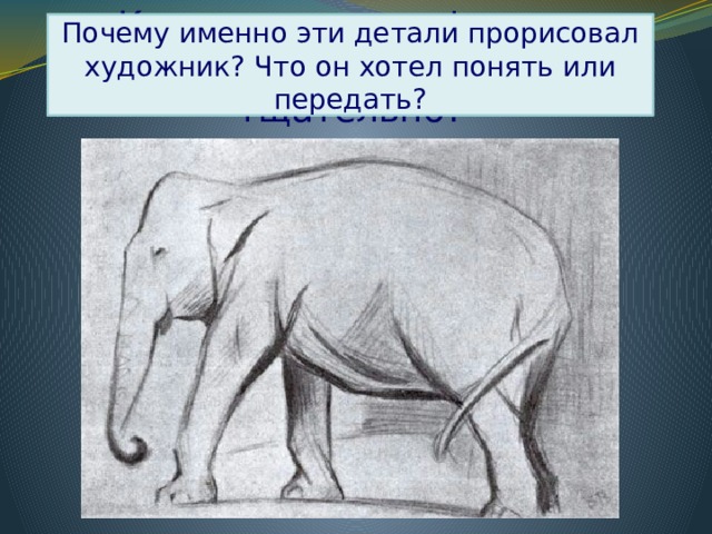 Какие элементы фигуры прорисованы более тщательно? Почему именно эти детали прорисовал художник? Что он хотел понять или передать? 