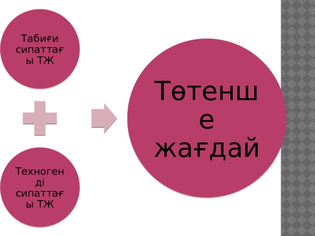 Табиғи сипаттағы ТЖ Төтенше жағдай Техногенді сипаттағы ТЖ 