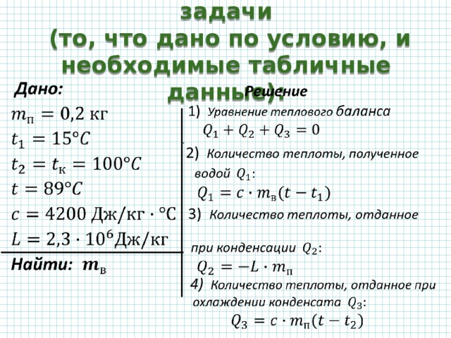 Запишем краткое условие задачи  (то, что дано по условию, и необходимые табличные данные): 