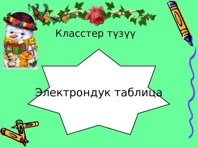Класстер түзүү Электрондук таблица 
