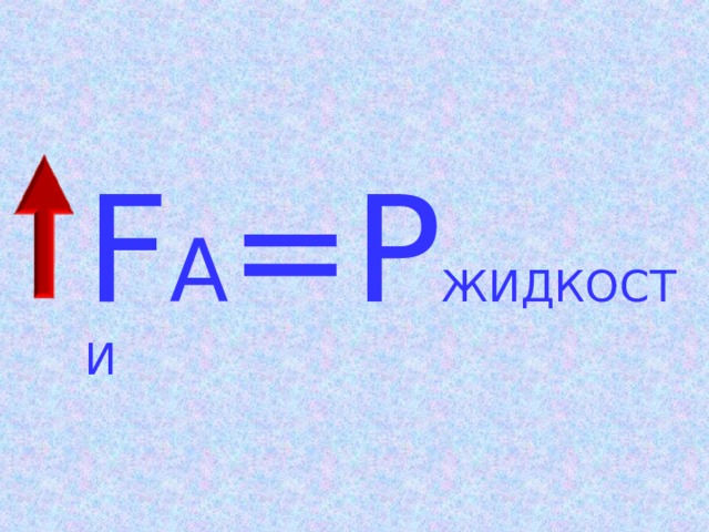 F A =P ЖИДКОСТИ 