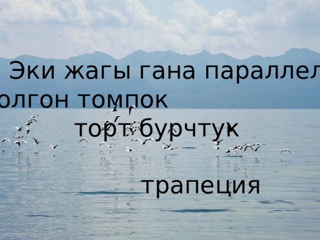4. Эки жагы гана параллель  болгон томпок торт бурчтук трапеция 
