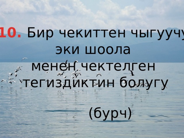 10. Бир чекиттен чыгуучу эки шоола менен чектелген тегиздиктин болугу (бурч) 
