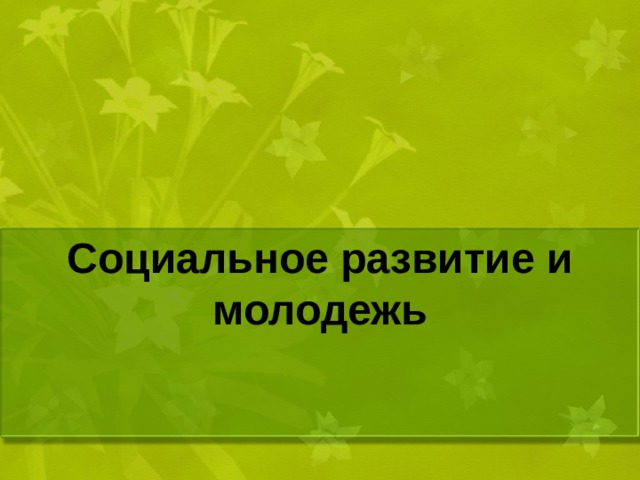 Социальное развитие и молодежь 