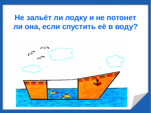 Не зальёт ли лодку и не потонет ли она, если спустить её в воду?  