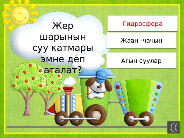 Гидросфера Гидросфера Жер шарынын суу катмары эмне деп аталат? Жаан -чачын Агын суулар 