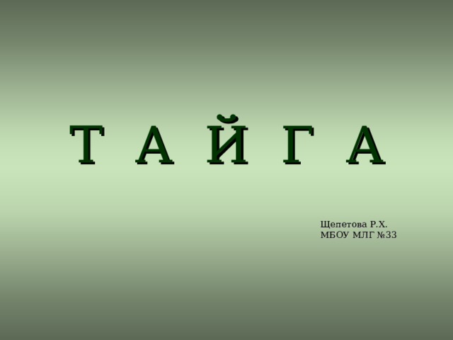 Т А Й Г А Щепетова Р.Х. МБОУ МЛГ №33 