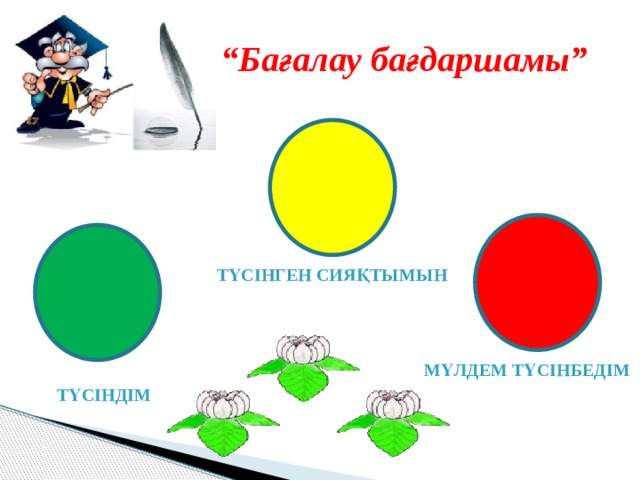  “ Бағалау бағдаршамы” Түсінген сияқтымын Мүлдем түсінбедім Түсіндім 